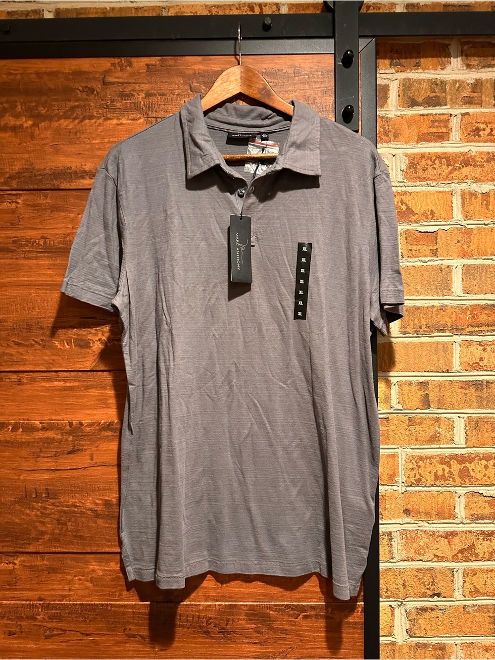 NWT Marc Anthony Collared Polo Shirt Gray Mens Size XL (55)